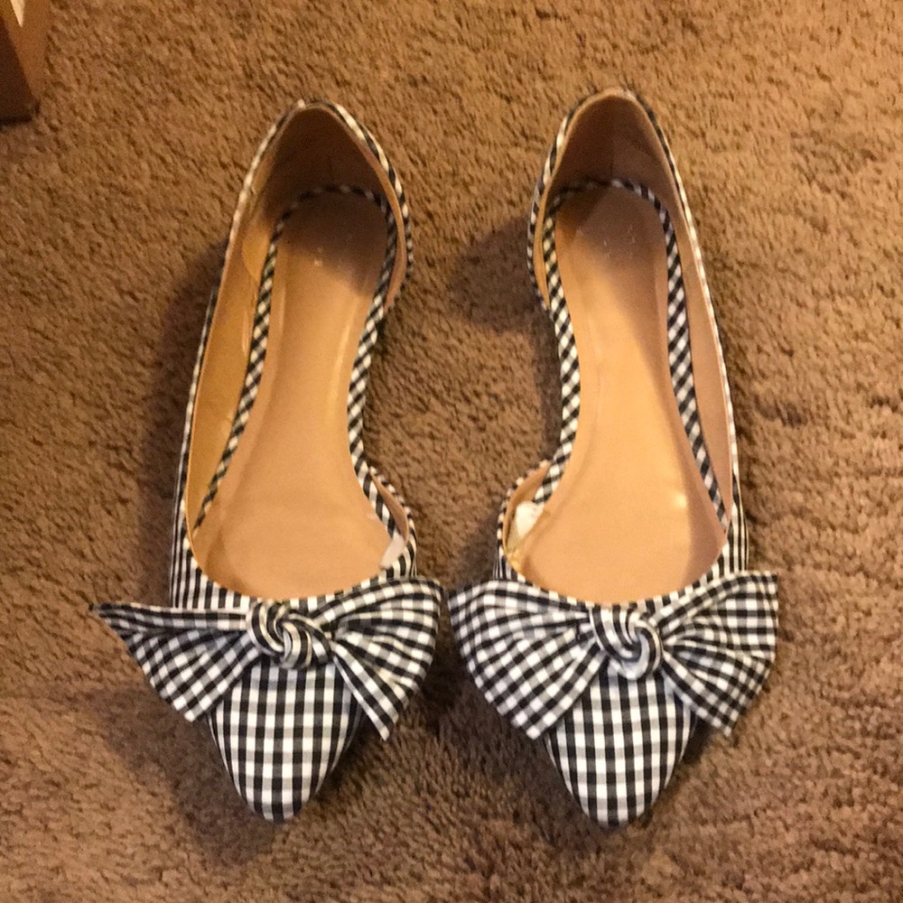 Gingham Black and White Flats